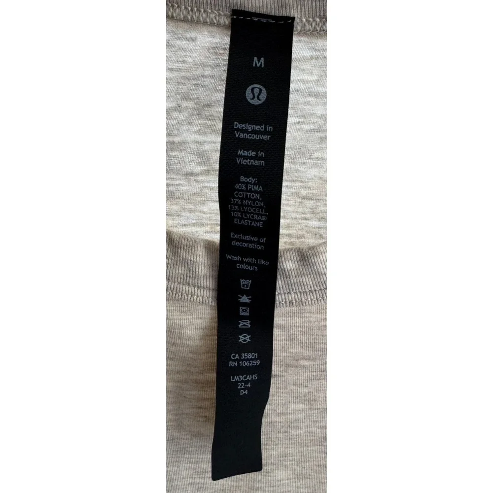 Lululemon Men's Heather Beige Crew Neck Pima Cotton Blend T-Shirt Size (M)